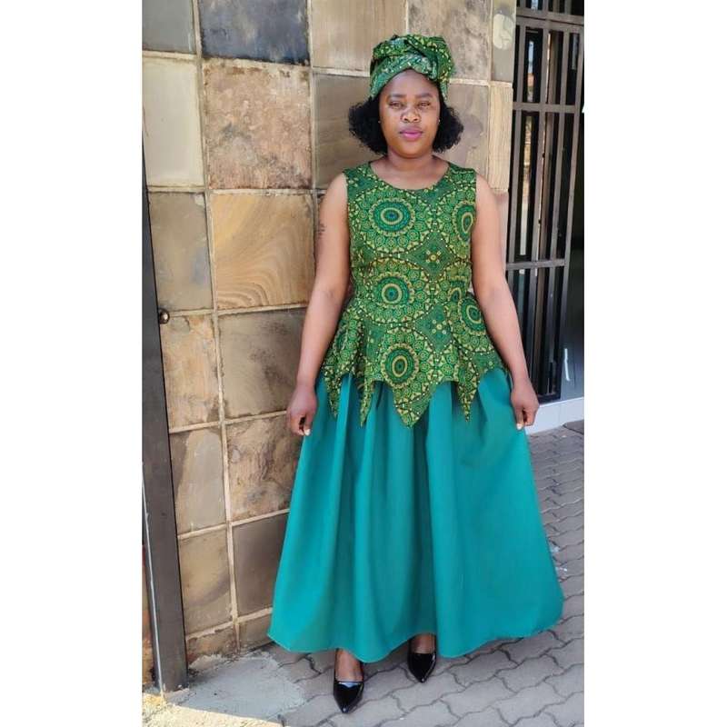 Ankara Sleeveless Tswana Traditional Dress