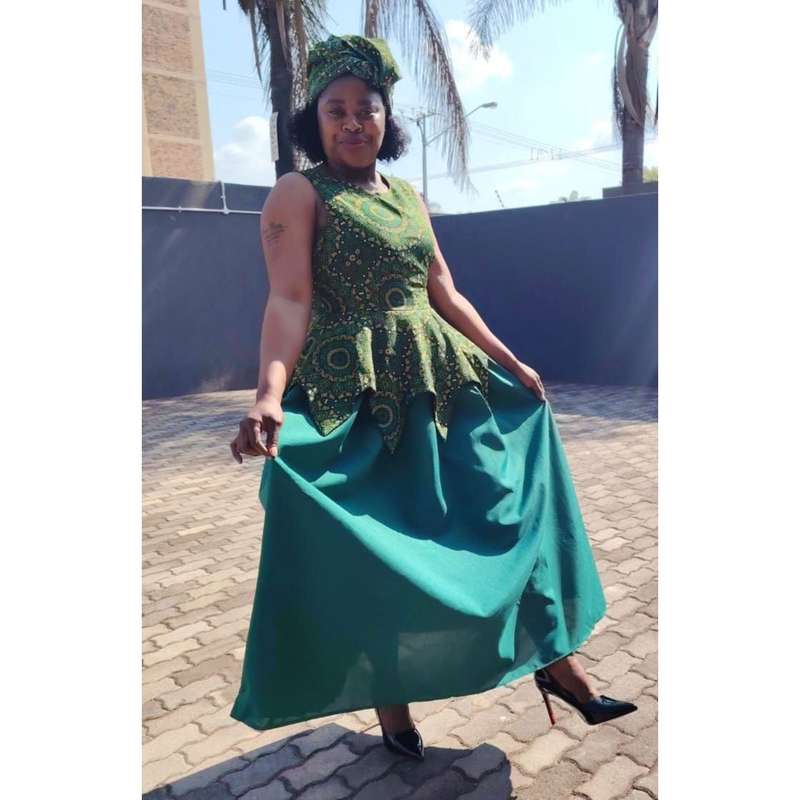Ankara Sleeveless Tswana Traditional Dress