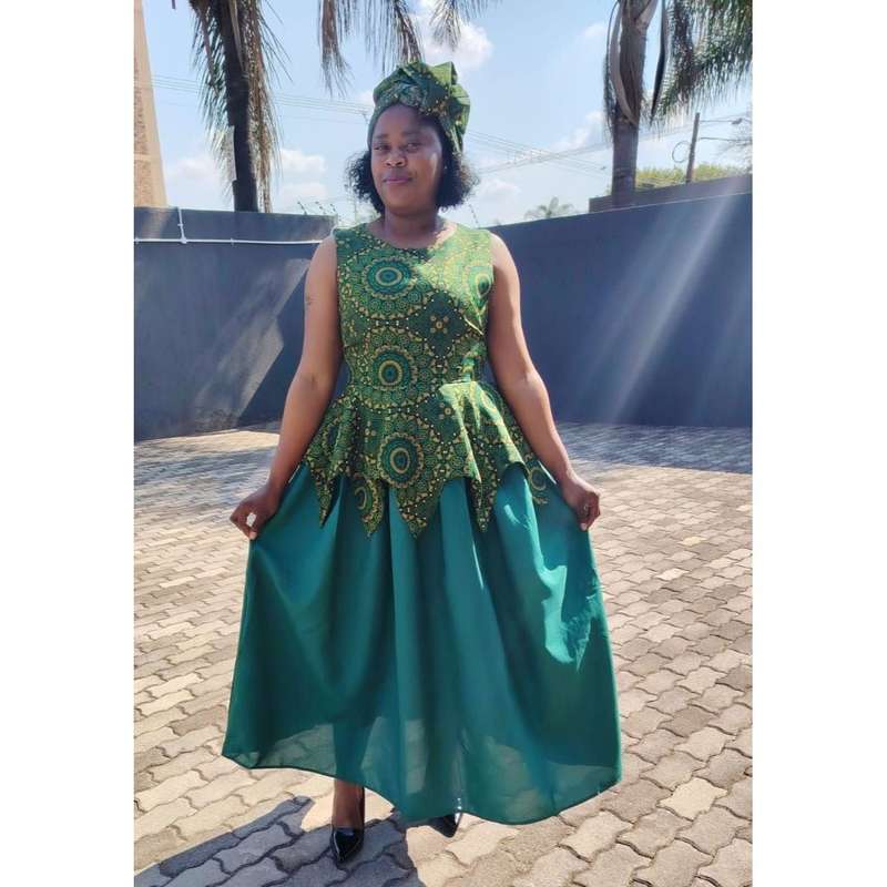 Ankara Sleeveless Tswana Traditional Dress