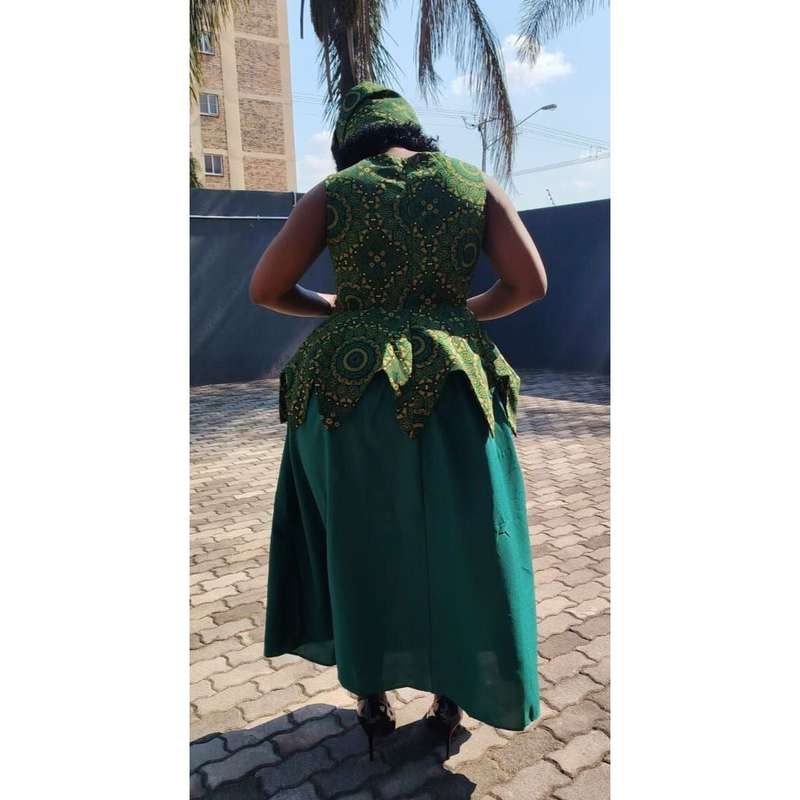 Ankara Sleeveless Tswana Traditional Dress