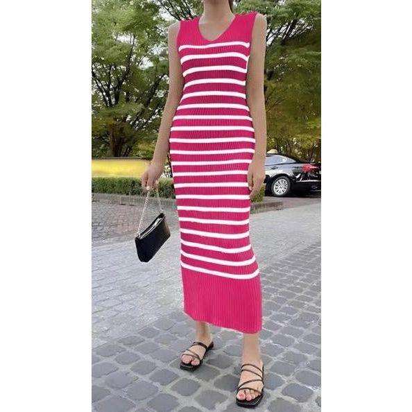 Knitted V-Neck  Sleeveless Dress