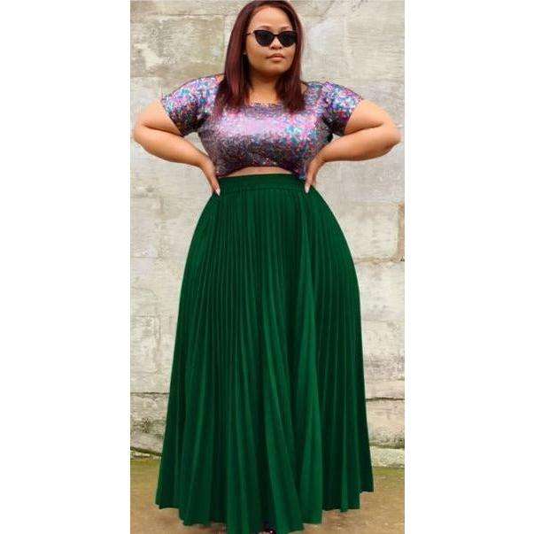 High Waisted Pleated Skirt and Gliter Top Set