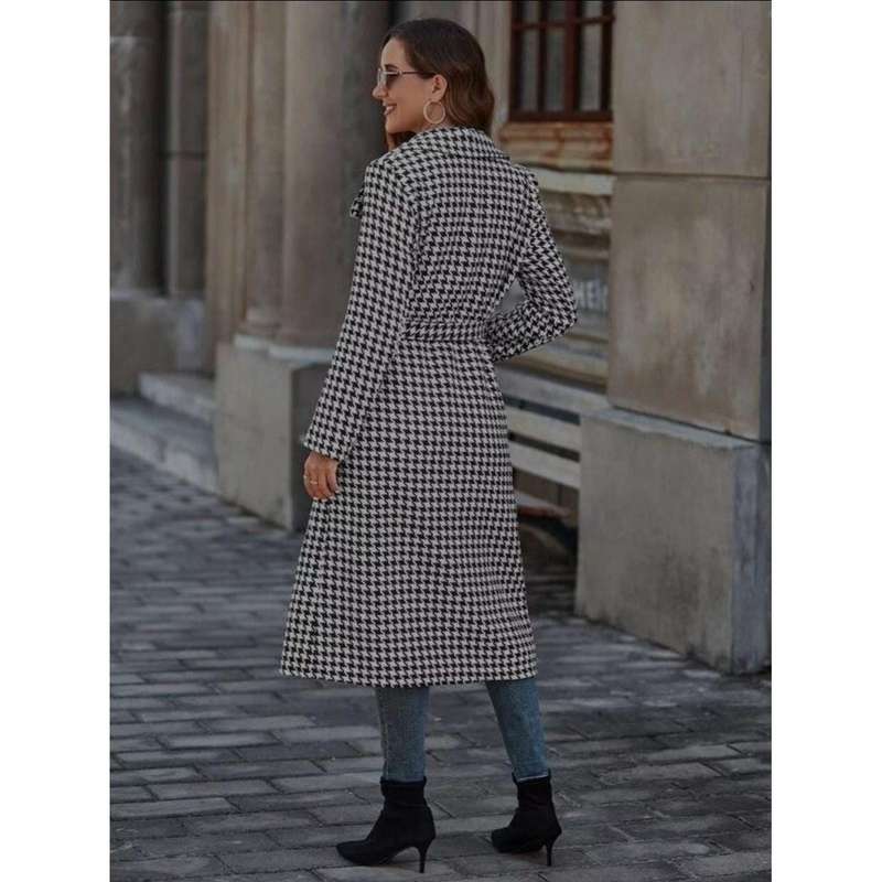 Plaid Print Belted Overcoat