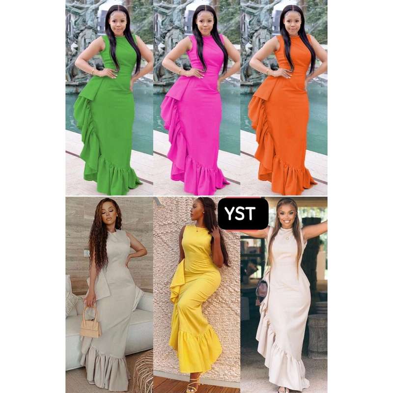 Sleeveless Side Ruffle Dress
