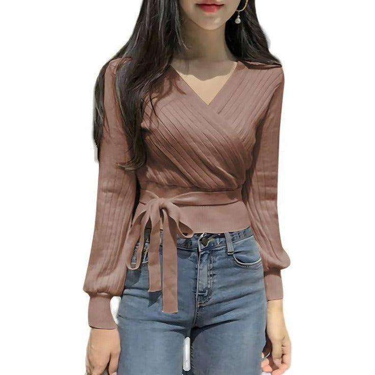 Knitted V-Neck Top
