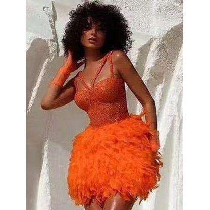 Sexy Feather Sleeveless Dress