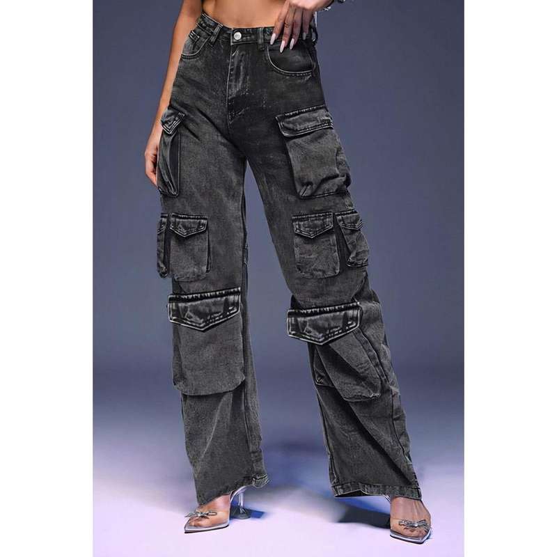 Denim Washed Cargo Pants.