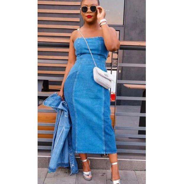 Boobtube Bodycon Denim Dress