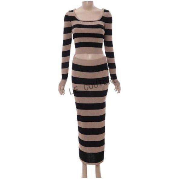 Stripe Crop Top and Skirt Set