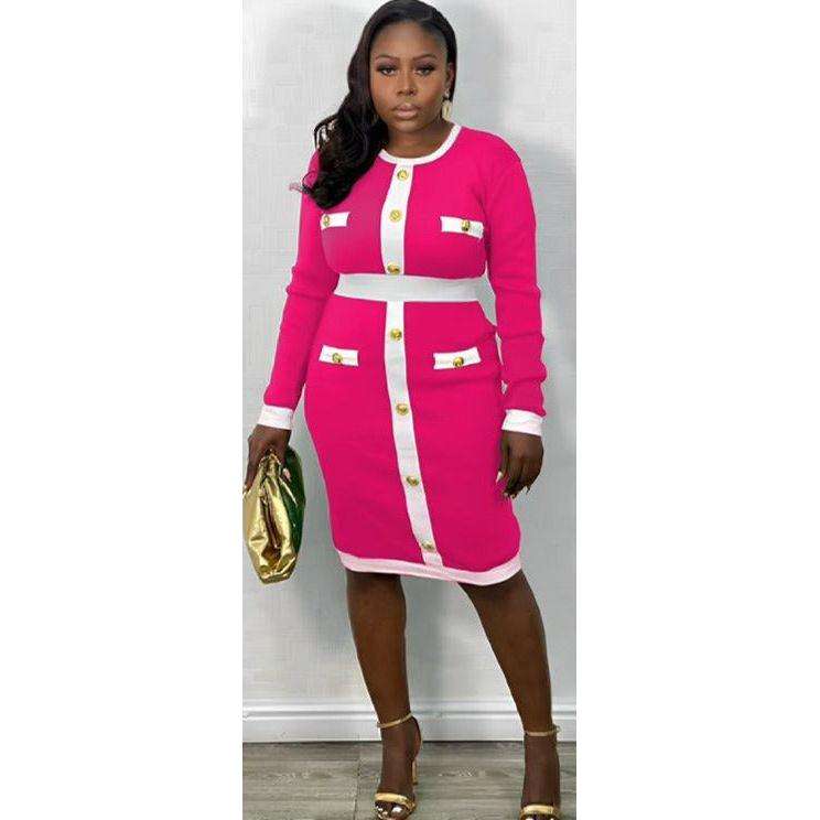 Vintage Buttoned Midi Dress