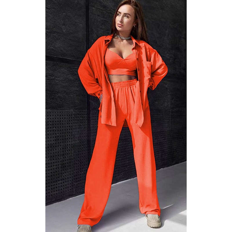 Casual Solid Color Three Piece Set