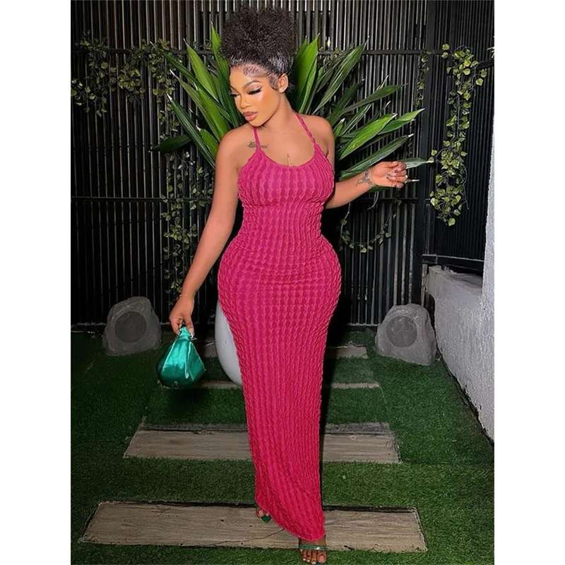 Sleeveless Halter Elegant Maxi Dress.