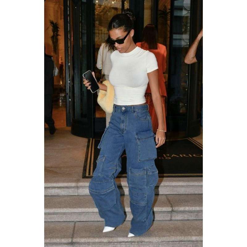 Denim Side Pockets Pants