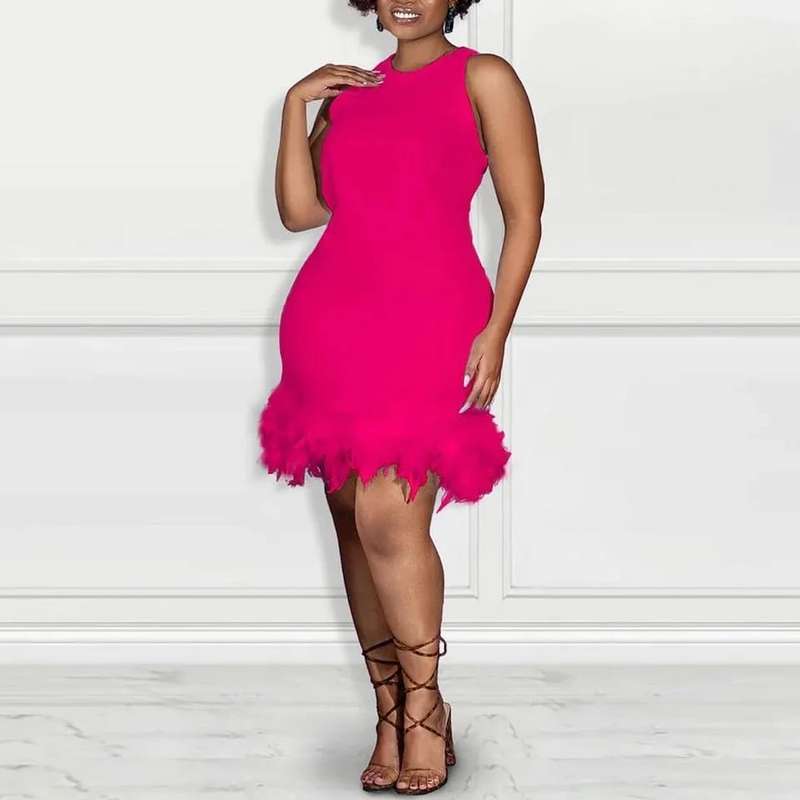 Sleeveless Feather Dress