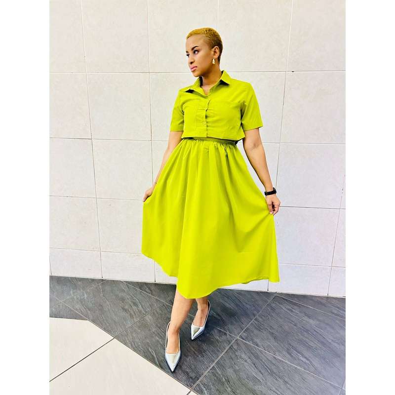 Short Sleeve Crop Top & Skirt Set
