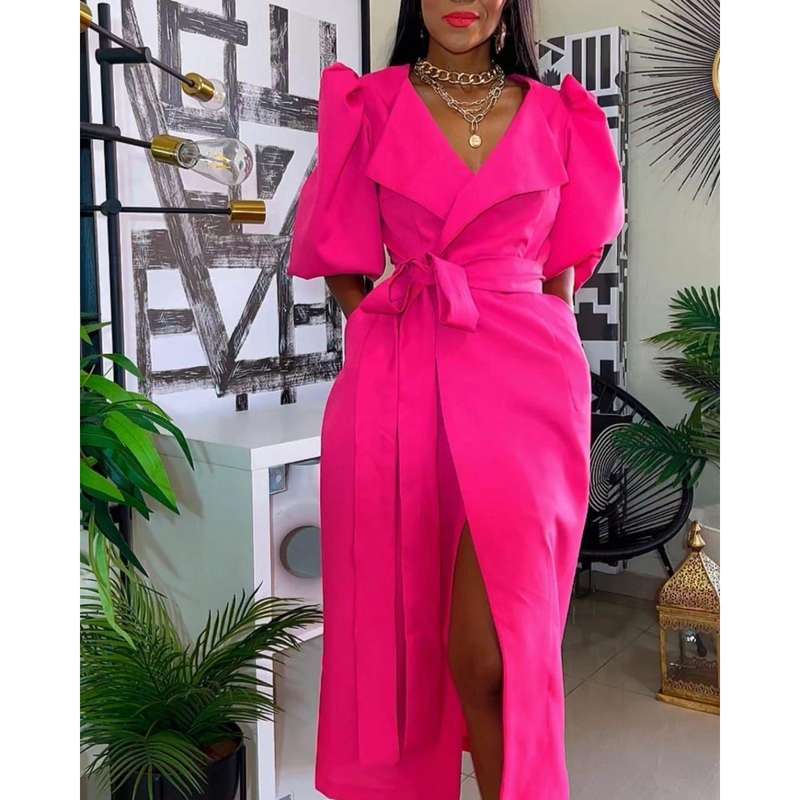 Vintage Overlap Slit Dress