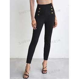 Ladies' Double Button Decorated Long Pants.