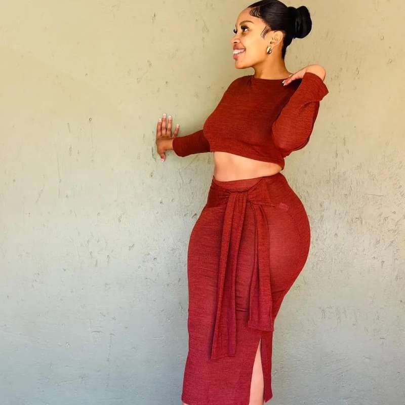Sexy Knitted Crop Top and Skirt Set