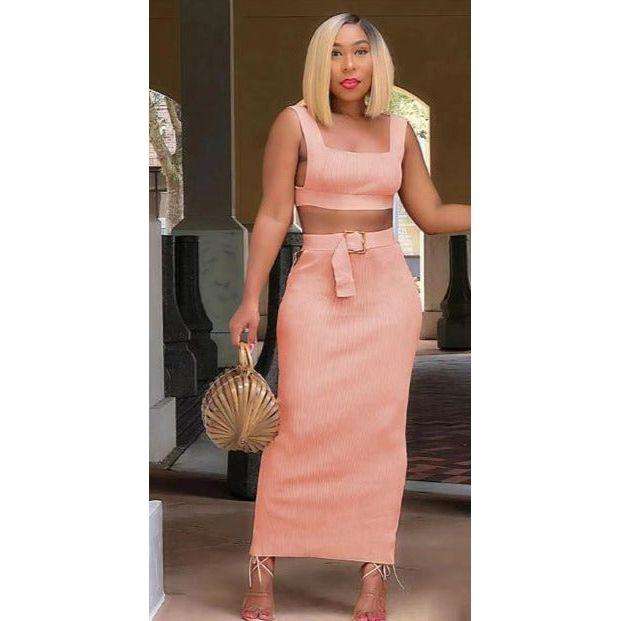 Sexy Knitted Top and Skirt Set