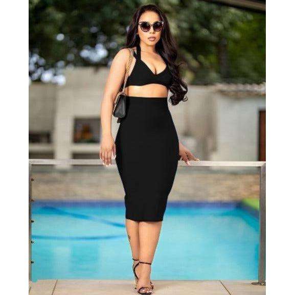 Vintage Bodycon Skirt And Top Set