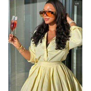 Vintage Buttoned Top & Skirt Set