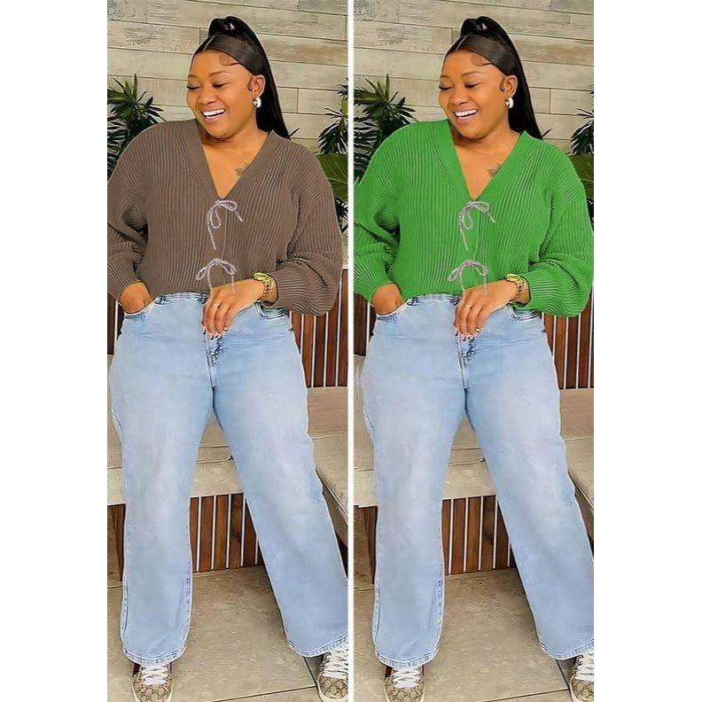 Vintage V-Neck Knitted Top