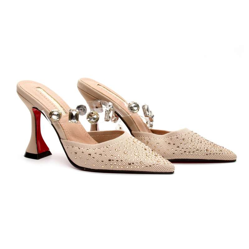 Rhinestone Short Heel Sandals