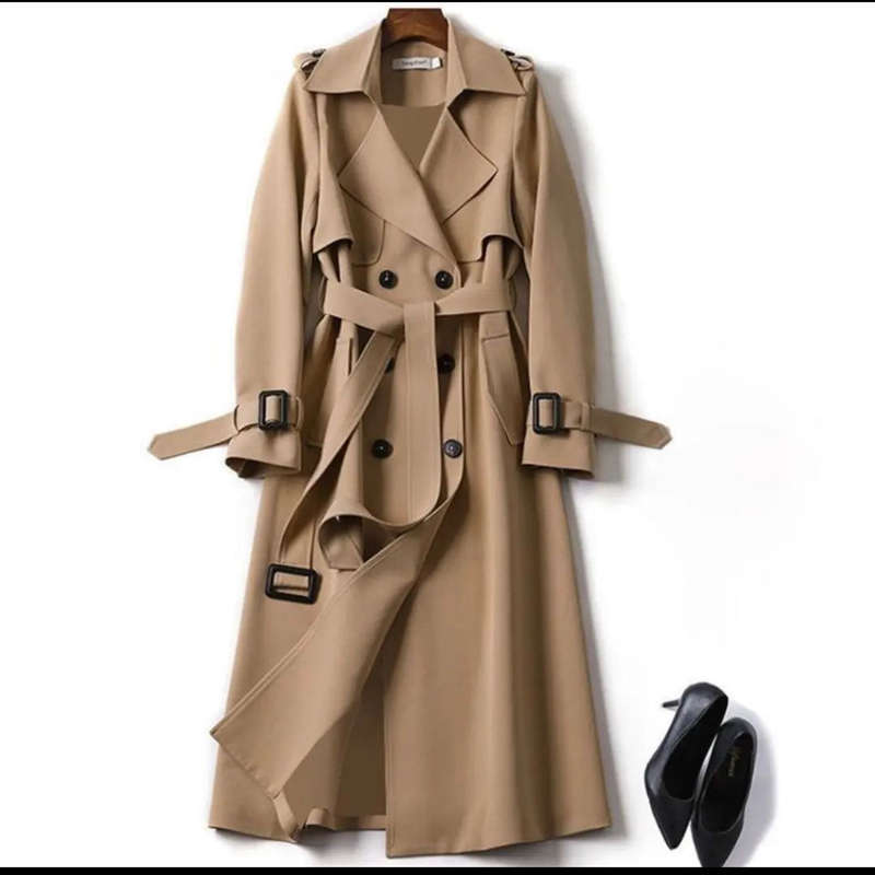 Long Double-Breasted Casual Loose Coat