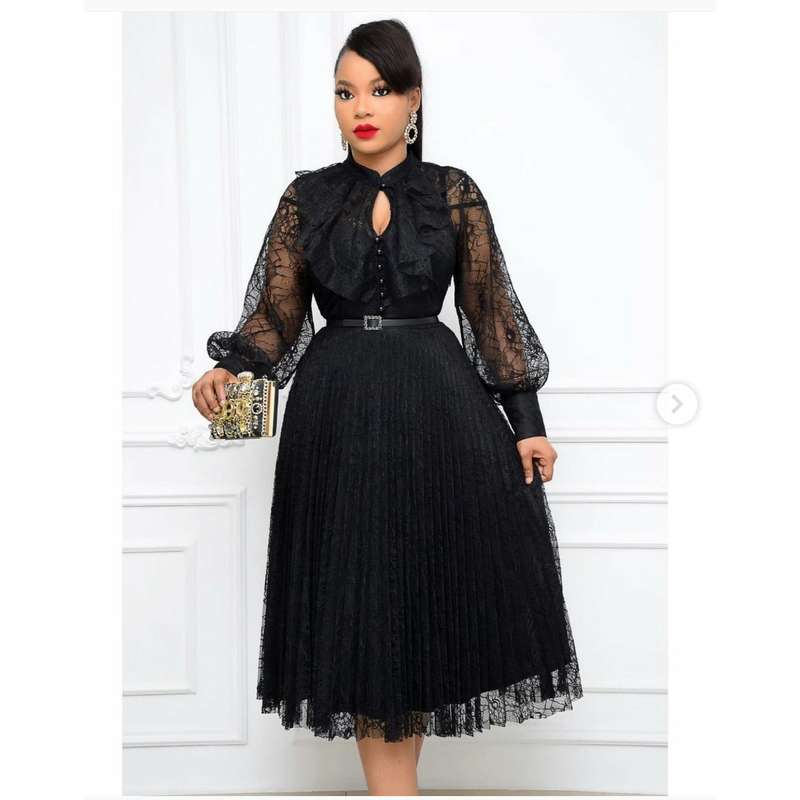 Pleated Lace Dress
