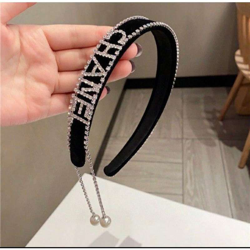 Pearl Letter Tassels Wide Hairband