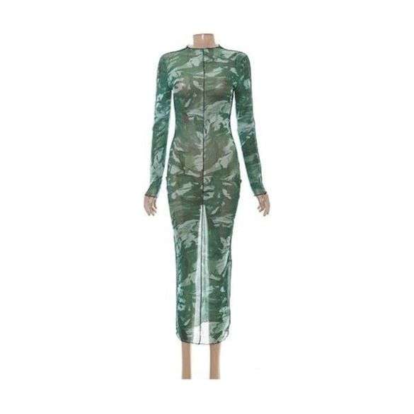 Mesh see-through bodycon dress