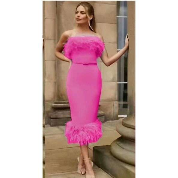 High Waisted Off Shoulder Bodycon Dress