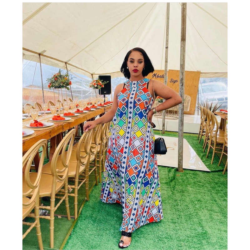 African Sleeveless Print Maxi Dress - MULTI COLOR / 5XL