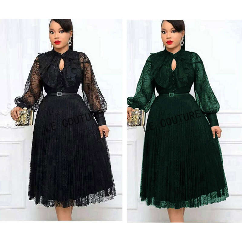 Pleated Lace Dress