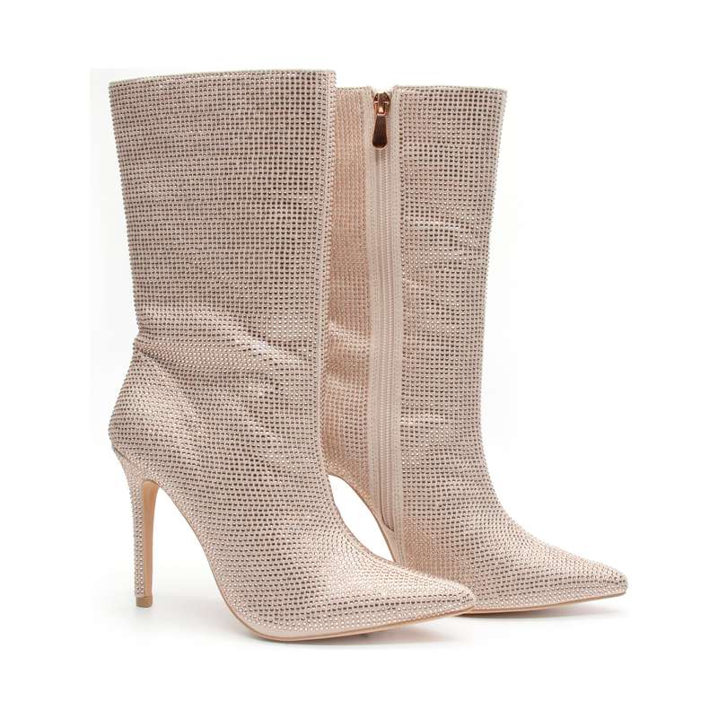 GLITTER HIGH-HEEL ANKLE BOOTS