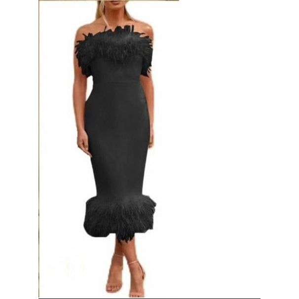 High Waisted Off Shoulder Bodycon Dress