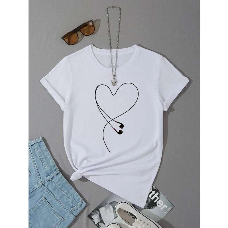 Simple Headset Printed T-shirt