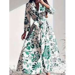 Bowtie Collar Long Sleeves Printed Dress