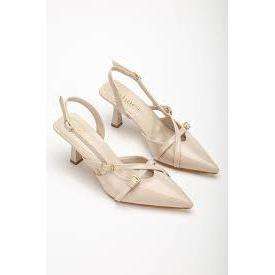 Slingback Kitten Heels Buckle Strap Pumps.
