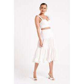Summer Solid Color Crop Top And Skirt 2-Piece Set.