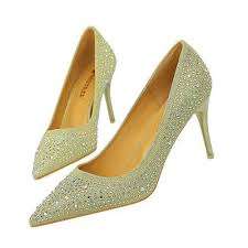 Colored Crystal Pumps High Heel Shoes.