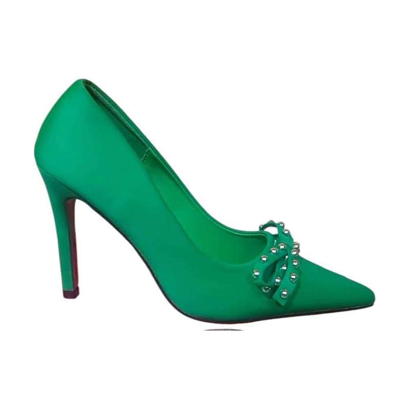 Pearl Bowknot Slim High Heels Shoes.