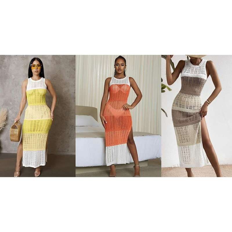 Sleeveless Striped Multicolor Knit Dress.