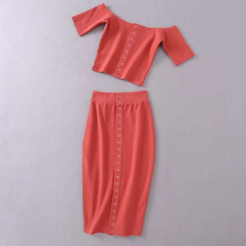knitted front button 2 piece set