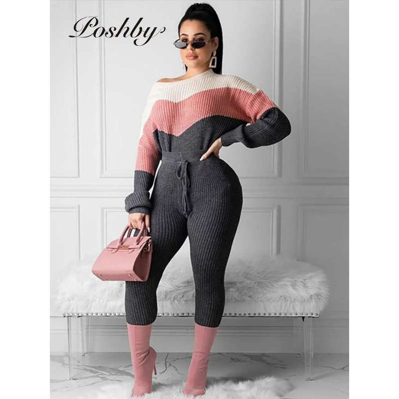 Knitted Tracksuit Set - PINK / L/XL
