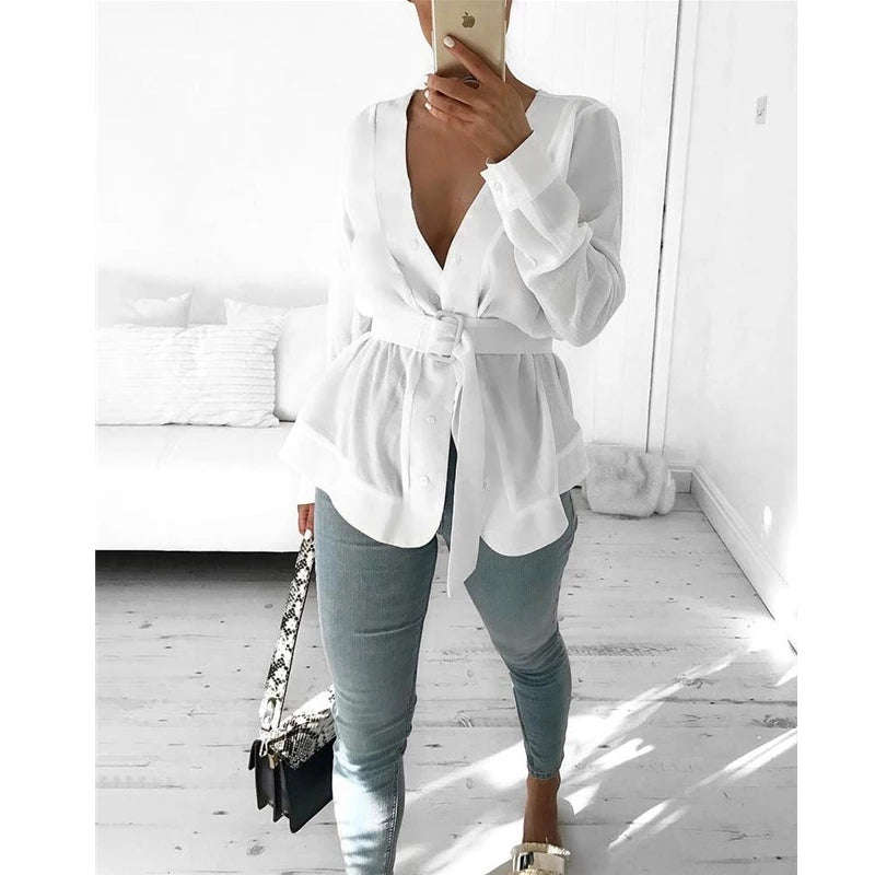 V-Neck Button up Blouse 