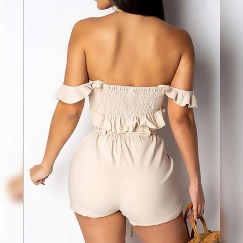 Off Shoulder Crop Top & Shorts Set