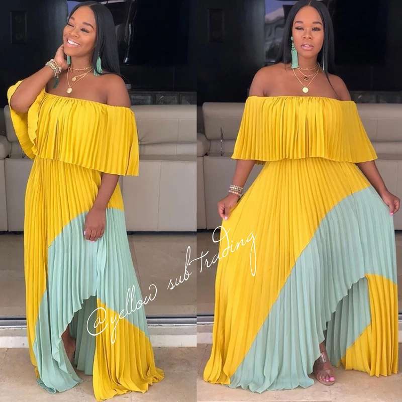 Off Shoulder Side Slit Maxi Dress