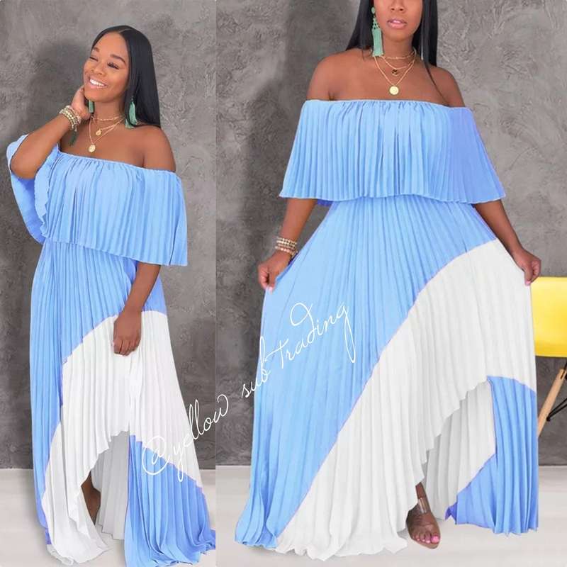 Off Shoulder Side Slit Maxi Dress