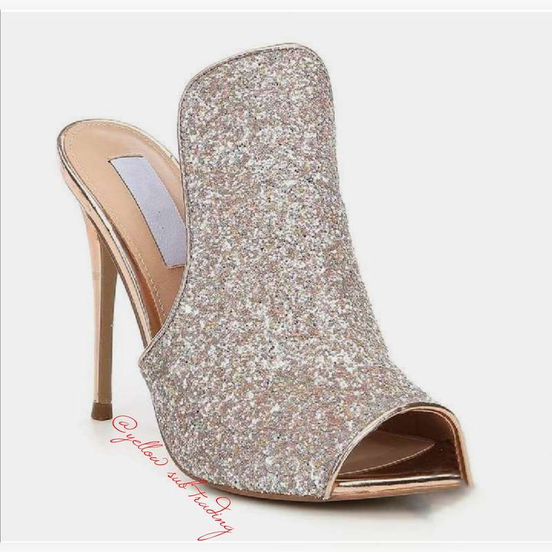 Glitter Open Toe Heels